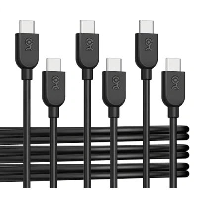 Abbildung von Cable Matters 3er Pack USB C Ladekabel 1,8m mit 60 W Power Delivery (USB auf Kabel) in Schwarz, kompatibel iPhone 15/15 Pro/15 Plus, iPad Pro, Samsung Galaxy S23