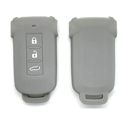 Abbildung von Nordecco Silikon Schlüssel Schutzhülle für Mitsubishi Outlander PHEV Pajero Delica D5 2014 2017 2018 3 Tasten KeyLess (grau)