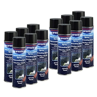 Abbildung von 12x 500ml Presto Unterbodenschutz UBS Bitumen schwarz Steinschlagschutz Unterboden Steinschlag Schutz Spray Dose