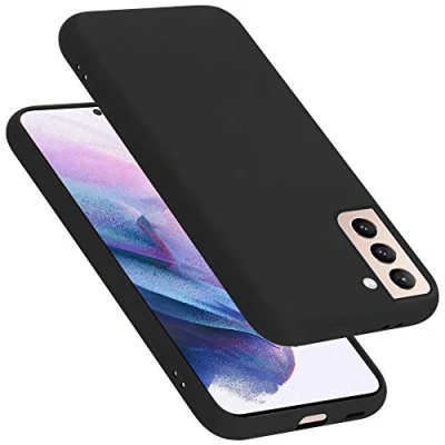 Abbildung von Cadorabo Hülle kompatibel mit Samsung Galaxy S21 Plus Handyhülle für Case aus flüssigem Silikon stoßfeste dünne TPU Schutzhülle Liquid SCHWARZ
