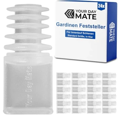 Abbildung von Gardinen Endfeststeller, 24 Stück, Transparent, Kunststoff, für 5 10 mm Nutbreite oder min. 8 x Laufkammer, Endstopfen Schienensystem mit Innenlauf, Endfeststeller Stopper Gardine Schiene