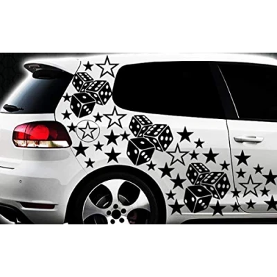 Abbildung von HR WERBEDESIGN 93 teiliges Sterne Würfel Cube Star Auto Aufkleber Tuning WANDTATTOO Blumen xxxv