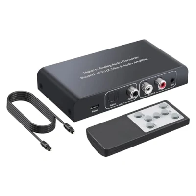 Abbildung von PROZOR DA Wandler 192kHz DAC Konverter Digital zu Analog Audio Stereo L/R RCA 3.5mm Adapter mit Fernbedienung Unterstützt Lautstärkeregler/Mute/Power ON oder Off