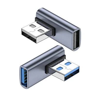 Abbildung von CY 2pcs USB 3.0 Mann auf weibliche Verlängerungsadapter 10Gbps Links rechts gewinkelt 90 Grad Low Profile