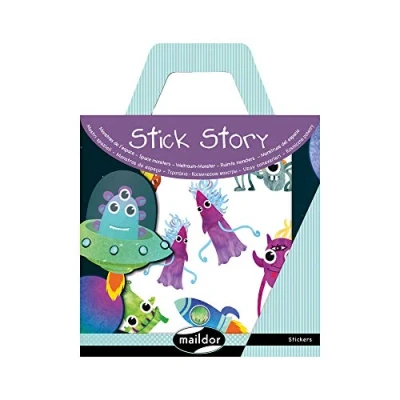 Abbildung von Maildor AF009O Packung Stick&#039;Story (4 Stickerbögen und 2 Kulissen, ideal für Kinder ab 5 Jahren, Monsters) 1 Pack