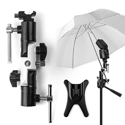 Abbildung von Fotover Blitzschuh Kamera Schirmhalterung Blitzhalter Blitz Halterung Speedlite Blitzneiger Stand Regenschirm Schuh kompatibel mit Canon Nikon Pentax