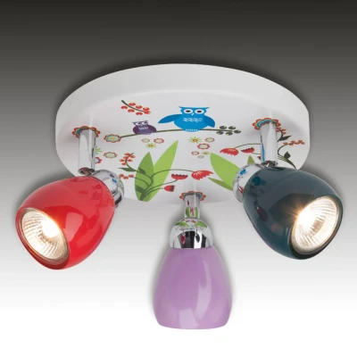 Abbildung von Brilliant LED Deckenstrahler BIRDS, wechselbar, Warmweiß, Spotrondell bunt, 3 x GU10 max. 3W, 11cm Höhe, schwenkbar, Metall