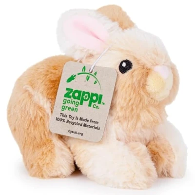 Abbildung von Zappi Co 100% recyceltes Plüschtier, Kaninchen (15cm Länge) Weiches, kuscheliges, umweltfreundliches Tiersammlung für Neugeborenes Kind Erstes