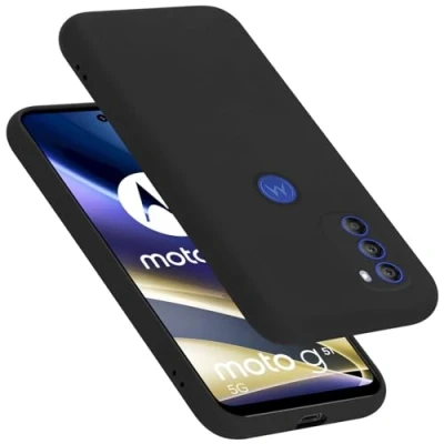 Abbildung von Cadorabo Hülle kompatibel mit Motorola Moto G51 5G Silikon Handyhülle für Case aus flüssigem stoßfeste dünne TPU Schutzhülle Liquid SCHWARZ