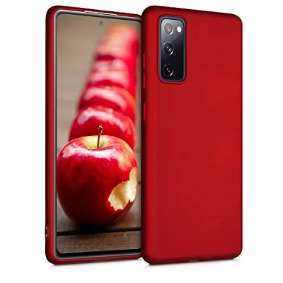 Abbildung von kwmobile Case kompatibel mit Samsung Galaxy S20 FE Hülle Schutzhülle aus Silikon metallisch schimmernd Handyhülle Metallic Dunkelrot