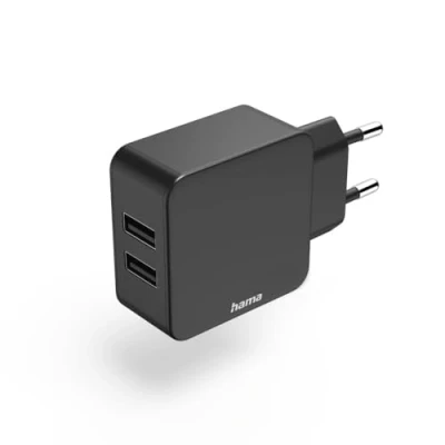 Abbildung von Hama 2 fach Ladegerät, USB A Netzteil, 2,4 A, Universaladapter, 12 W Ladegerät