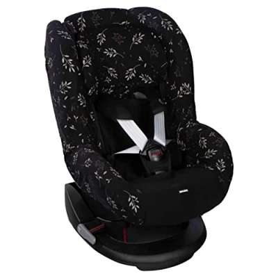 Abbildung von Dooky Sitzbezug für Kindersitz Leaves Schwarz Sitzschale, Kindersitzunterlage, Sitzschoner Altersgruppe 1+ 9 18 kg 3&amp;5 Punkt Gurtsystem Universal Passform Baumwolle
