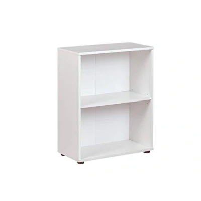 Abbildung von Inter Link Bücherregal Standregal 2 Fächer Höhenverstellbare Böden Holzregal Wohnzimmer Arbeitszimmer Büro Arco 1 Masse in cm T: 30 x B: 60 H: 75 Farbe Weiß