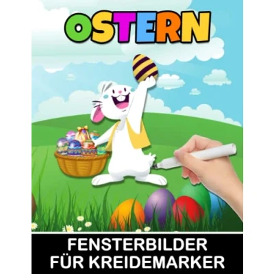 Abbildung von Ostern Fensterbilder für Kreidemarker: Window Color Vorlagen Fenstervorlagen mit Osterhase und Ostereier Motives Bemalen dem abwischbaren Kreidestift!