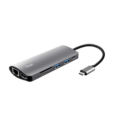 Abbildung von Trust Dalyx 7 in 1 USB C Multi Port Adapter C, 2X A, HDMI, Ethernet, Micro SD, SD Card Anschlüsse, PC, MacBook, Chromebook, Laptop