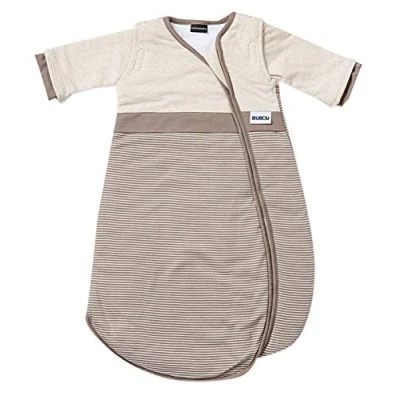 Abbildung von Gesslein 772180 Bubou Babyschlafsack mit abnehmbaren Ärmeln: Temperaturregulierender Ganzjahreschlafsack, Baby/Kinder Größe 90 cm, Streifen braun/beige