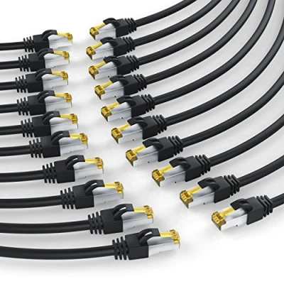 Abbildung von CSL 20 x 0,5m CAT 7 Netzwerkkabel Gigabit Ethernet LAN Kabel 10000 Mbit S Patchkabel Cat.7 Rohkabel FTP PIMF Schirmung mit RJ 45 Stecker Switch Router Modem Access Point