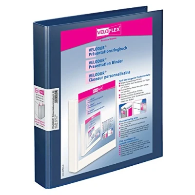Abbildung von VELOFLEX 4143150 Präsentations Ringbuch Velodur, DIN A4, 4 Ring Mechanik, 265 x 315 40, mit Außentaschen,blau
