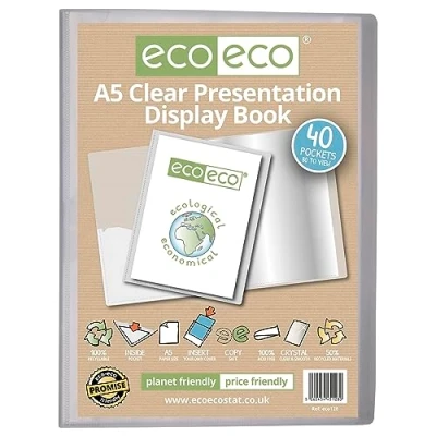 Abbildung von eco Eco128 Präsentationsbuch, A5 Format, 50% recycelt, 40 Taschen, transparent, Präsentationsmappe mit Kunststoffhüllen