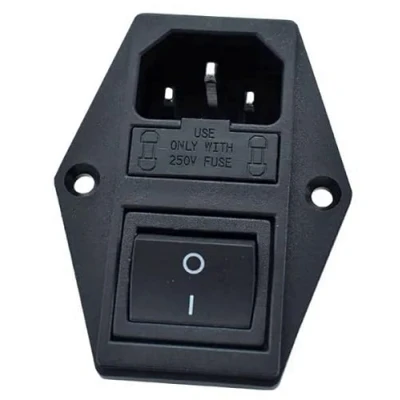 Abbildung von Kaltgeräte Einbau Buchse C14, mit Schwarzem Schalter und Zwei Sicherungen, 3 Pin 220 250V/10A Audio Kupplung Stecker Buchse, in 1 Einlassmodulstecker