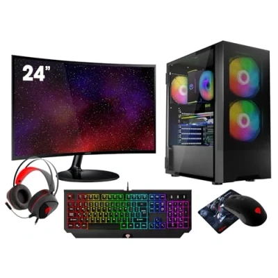 Abbildung von VIST Gaming PC Komplett Set Ryzen 5 3600 RTX 3050 32GB SSD 1TB nVme WiFi W11 24 Curved