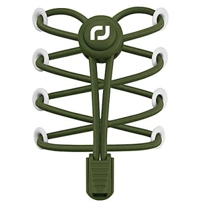Abbildung von RJ Sport Elastische Schnürsenkel mit Schnellverschluss Schnellschnürsystem für Einzigartigen Komfort und Starken Halt 1 Paar (Armeegrün)
