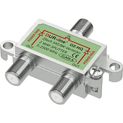 Abbildung von DUR line SAT &amp; BK Verteiler HQ 2 Fach Splitter voll geschirmt Unicable HD tauglich D3 für Satelliten Anlagen(DVB S2) UKW Radio DC Durchlass TV Antennen Fernseh