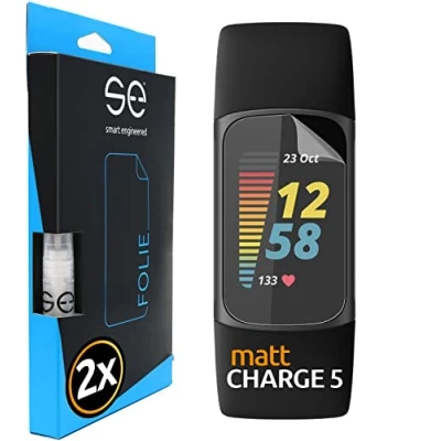 Abbildung von S.E für Fitbit Charge 5 Folie, matt entspiegelt, 4x Full Screen, Positionierhilfe, Schutzfolie, matte Displayfolie, Schutzfolie aus Deutschland