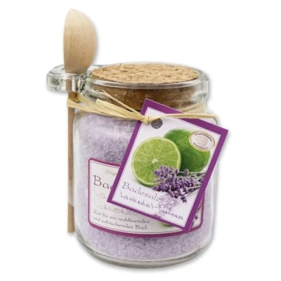 Abbildung von Florex Badesalz Lavendellimone IM GLAS MIT HOLZLÖFFEL 300 G Badezusatz, Größe: One Size, Lila