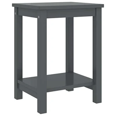 Abbildung von vidaXL Nachttisch Dunkelgrau 35x30x47 cm Kiefer Massivholz