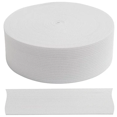 Abbildung von AERZETIX C67540 Flaches geflochtenes Gummiband 10 Meter Breite 35 mm Polyester + Latex Farbe weiß