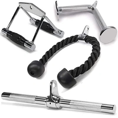Abbildung von Yes4All 4M82 Combo Doppel Kabelbefestigung, Trizepseil/Trizeps Zugseil, rotierende gerade Stange und V förmiger Griff, Double D + Trizepsseil+StraightBar Vshapped Bar, Standard