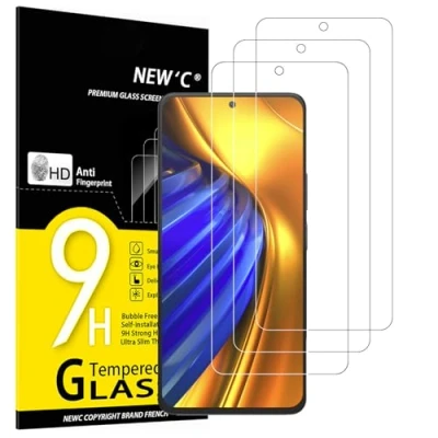 Abbildung von NEW&#039;C 3 Stück, Panzer Schutz Glas für Xiaomi Poco F4 5G (6,7&quot;), Frei von Kratzern, 9H Härte, HD Displayschutzfolie, 0.33mm Ultra klar, Ultrabeständig