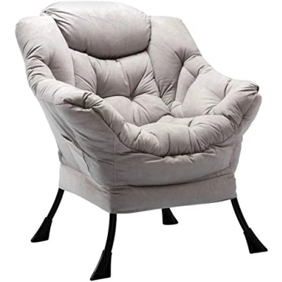 Abbildung von HollyHOME Relaxsessel Sessel Lesesessel Ohrensessel Wohnzimmer Lazy Chair Relax Lounge mit Armlehnen Schlafzimmer Armlehnensessel, Grau