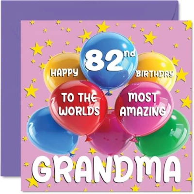 Abbildung von Stuff4 Geburtstagskarte zum 82. Geburtstag für Oma World&#039;s Most Amazing Grandma Happy 82nd Birthday Card for from Granddaughter Grandson, 145 mm x mm, Alter 82, 82 Grußkarten
