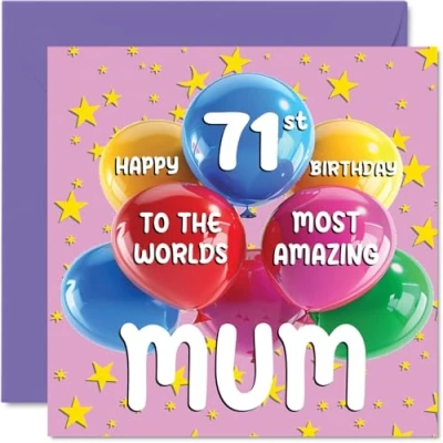 Abbildung von Geburtstagskarte für Mütter zum 71. Geburtstag World&#039;s Most Amazing Mum Happy 71st Birthday Card for from Daughter Son, 145 mm x mm, Alter 71, 71 Grußkarten Mutter, Mutter