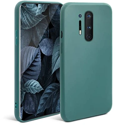 Abbildung von Moozy Minimalist Series Silikon Hülle für OnePlus 8 Pro, Blau Grau Mattes Finish, Dünne, Weiche TPU Handyhülle Schutzhülle