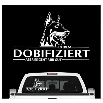Abbildung von siviwonder Auto Aufkleber Dobermann DOBIFIZIERT Hund INFIZIERT Hundeaufkleber 30cm White