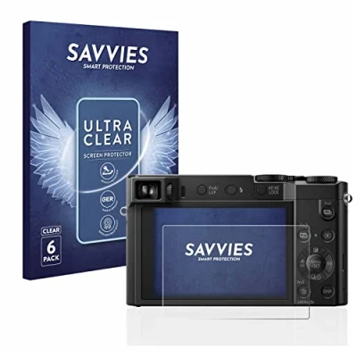 Abbildung von Savvies 6 Stück Schutzfolie für Panasonic Lumix DMC TZ100 Displayschutz Folie Ultra Transparent