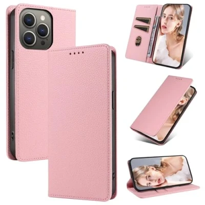 Abbildung von Beajew Handyhülle für Xiaomi Poco X3/Poco X3 NFC/Poco Pro Hülle, Premium Leder Klapphülle [RFID Kartenschlitzen][Magnetverschluss][Standfunktion] kompatibel mit Pro, Rosa