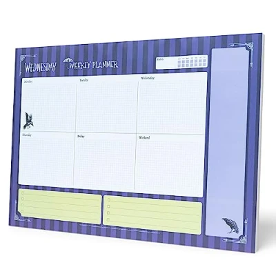 Abbildung von Grupo Erik Wochenplaner Block A3 Terminplaner Wednesday Addams Schreibtischunterlage Kinder und Erwachsene Kalender Planer Tischkalender ohne Datum Ofizieller Fanartikel