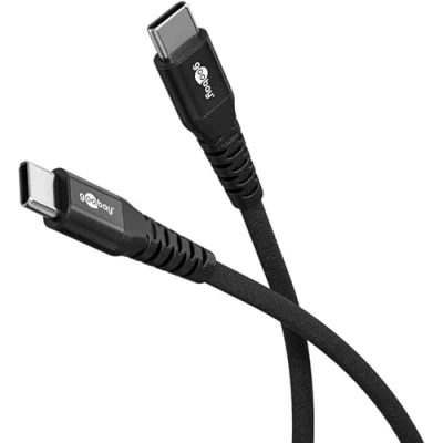 Abbildung von goobay USB C Schnelladekabel 60W / 1m Flexibles Textilkabel 480 Mbits Ladekabel C/Supersoft/Samsung, Google Pixel, Xiaomi Kabel/USB Typ Stoffkabel/Schwarz 73953
