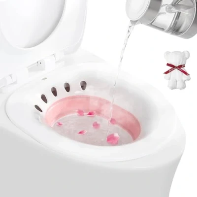 Abbildung von DEANIC Sitz Bath for Toilet Hemorrhoids, Postpartum Care, Collapsible Sits Tub Hemorrhoids Treatment, Yoni Steam Seat Basin, Elderly Sit (Pink)