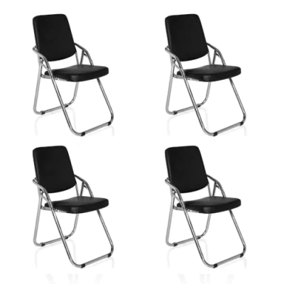 Abbildung von hjh OFFICE Klappstuhl 4er Pack ESTO Kunstleder, gepolstert, Faltstuhl Besucherstuhl Konferenzstuhl, Metall Gestell