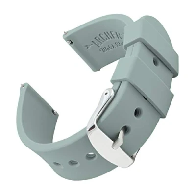 Abbildung von Archer Watch Straps Uhrenarmbänder aus Silikon mit Schnellverschluss Grün Grau, 22mm