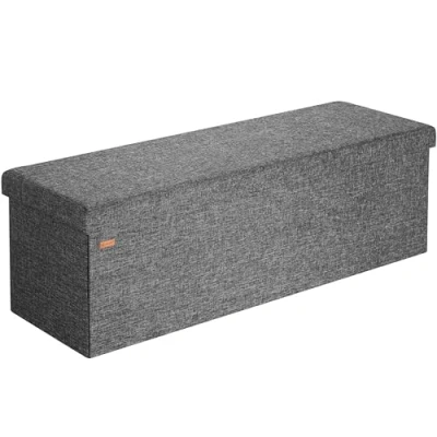 Abbildung von Casaria® Sitzbank mit Stauraum 115x40x40cm Dunkelgrau Faltbar Gepolstert Deckel Stoff Stabil Modern 130L Flur Schlafzimmer Sitztruhe Bettbank Polsterbank