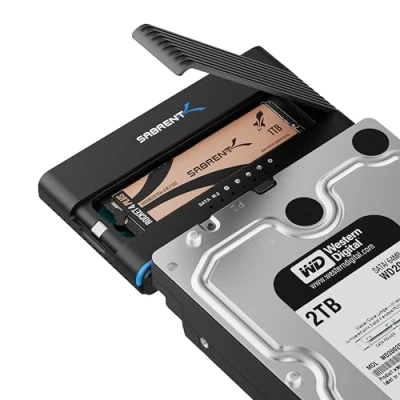 Abbildung von SABRENT M.2 SSD &amp; HDD Festplattengehäuse, 2,5&quot; 3.5&quot; SATA M2 NVMe Adapter, USB C 10Gbps mit Offline Klonen (DS UCMH)