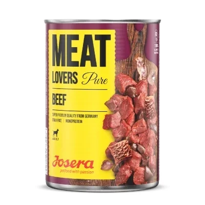 Abbildung von JOSERA Meat Lovers Pure Beef (6 x 800 g) Adult Premium Nassfutter für ausgewachsene Hunde extra viel Rindfleisch (68%) Monoprotein getreidefrei Hundefutter nass 6er Pack