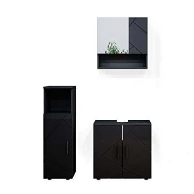 Abbildung von Vicco Badmöbel Set Irma, Anthrazit Hochglanz, 3 Teile, (3 er Set, St., Set)