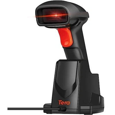 Abbildung von Tera Wireless 1D Laser Barcode Scanner 2.4GHz Kabelloser Barcodeleser mit Ladestation, Automatic Sensing Schneller &amp; Präziser Scanner, Upgrade Modell 6100